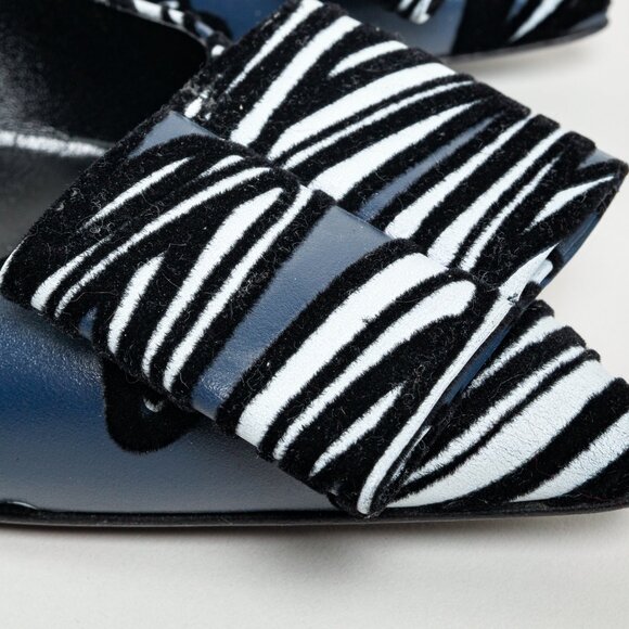 Pierre Hardy Leather Velvet Striped Heels - Picture 8 of 10